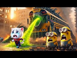 Brave Kitten😿 Fights School Bus Monster 🚌 #cat #ai #catlover #catvideos #cutecat #aicat