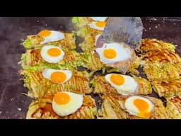 japanese street food - okonomiyaki お好み焼き