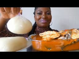 Asmr mukbang fish pepper soup with water cassava fufu