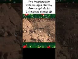 Velociraptor Welcoming a Prenocephale for Christmas!