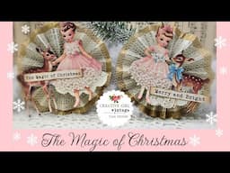 How to make a beautiful MAGIC OF CHRISTMAS ornament VINTAGE book page rosette with crepe paper