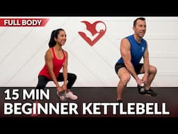 15 Min Full Body Kettlebell Workout for Beginners - No Repeat HIIT Kettlebell Workout for Fat Loss