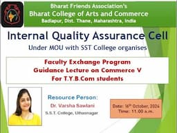 Faculty Exchange Program Guidance Lecture on Commerce V For T.Y.B.Com students