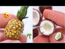 Making Real Exotic Miniature Fruits out of Polymer Clay 🌴 | Dollhouse Crafts🥥🍍| Strawberrypuffcake