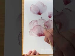 Easy and relaxing watercolor lesson / how to paint transparent poppies 🌸 #easypainting #arttherapy