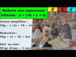 Initiation : Réduire une expression littérale avec « + »  6ème 5ème 4ème