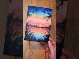 Sunset painting on canvas  Easy Acrylic Painting #shortsart #shorts