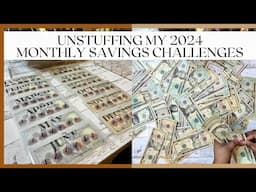 2024 MONTHLY SAVINGS CHALLENGE CASH UNSTUFFING! | LOW-INCOME SAVINGS CHALLENGES | JANUARY 2025