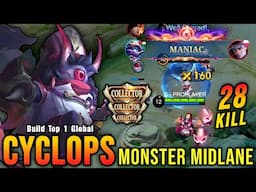 28 Kills + MANIAC!! Finally Cyclops COLLECTOR Skin is Back!! - Build Top 1 Global Cyclops ~ MLBB