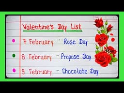 Valentine Week | 7 Feb to 14 Feb all day list | kal konsa day hai 2025lValentine's Day week 2025 l