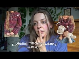 can i crochet matching sweaters in less than 24 hours?! 😱 | a crochet with me vlog