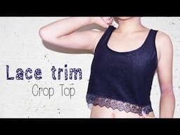 DIY ✂ Lace/ Pompom Trim Crop Top