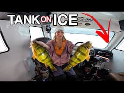 ICE FISHING In A $100,000 DOLLAR MACHINE Made Just For Chasing fish!!! (TANK ON ICE!!)