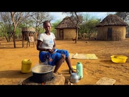 African village life/Cooking Village food white Butter Beans for Lunch