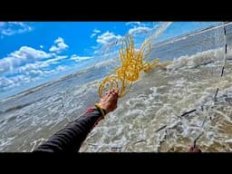 PESCARIA de TARRAFA | PÉ na AREIA e TARRAFA DEPOIS da ONDA, É PEIXE!