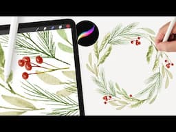 Easy watercolor wreaths for beginners in Procreate // QUICK Procreate tutorial for beginners