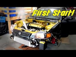 First Start Up! Built H22 Turbo Frankenstein Civic