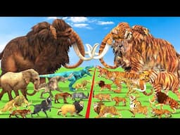 Epic Battle Prehistoric Mammals vs 10 Hybrid Animals Tournament Size Comparison MammothVsElephant