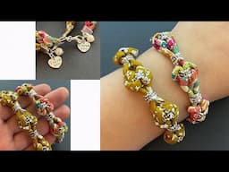 💖 DIY Chunky Liberty Fabric Cord Braid Love Charm Bracelet Bangle wristband | Pulseira | ब्रेसलेट