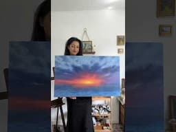 A firey sunset painting 🌅 #oilpainting #sunset #seascape