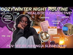 Cozy + Productive Winter Night Routine in College *realistic* | self care, studying, healthy habits