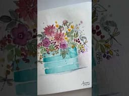 Blue pot #short #shortsyoutube #watercolorartist