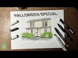 Drawing Michael Myers house in the Halloween movie