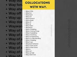 Common Collocations In English Grammar With "Way" | Collocations With Way