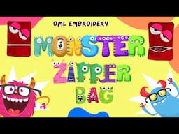 Sleepy Monster Zipper Bag (machine embroidery)