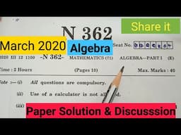 Algebra March 2020 Paper Solution karlo ( Board Exam paper solution & Discussion )