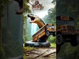 AI Nature Exploration 😱 Amazon Travel Art : Abandoned Bus In Jungle #shorts #trending #schoolbus