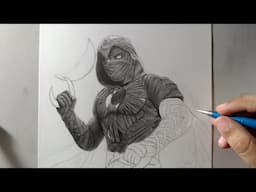 Drawing moon knight step by step live