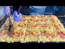 japanese street food - hiroshima style okonomiyaki  お好み焼き