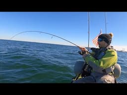 Kayak Fishing with crab on a jig in the Long Island Sound!