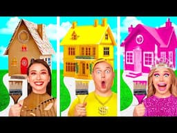 One Colored House Rich vs Broke vs Giga Rich | Crazy Challenge by BaRaDa