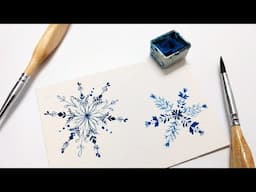 Easy watercolor snowflake painting tutorial » How to paint intricate snowflakes for beginners