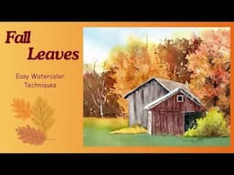 Watercolor Autumn Landscape Free Tutorial with Easy Techniques for Fall Leaves