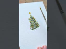 The easiest little Christmas card! 🎄👩🏽‍🎨 Using water color painting for beginners techniques