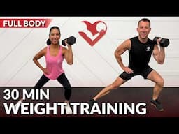 30 Min Weight Training for Weight Loss & Strength at Home Full Body Dumbbell Workout for Women Men