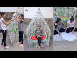 Reuse old plastic chair and bottles ideas - garden bench making #diy #reuse #bench #garden