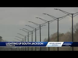 Streetlights go up on Highway 18