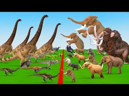 Prehistoric Mammals vs White Mammals Itself vs White Mammoth vs Woolly Mammoth Animal Epic Battle