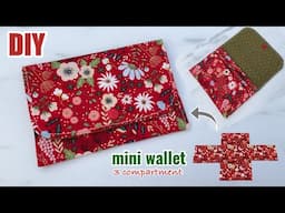 Sewing diy one cut into mini wallet with 3 compartment,sewing wallet pattern ,sewing gifts ideas