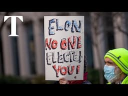 LIVE: Rally against Musk and DOGE at Treasury Department