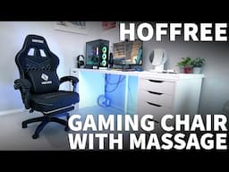 Hoffree Gaming Chair with Massage Lumbar Support - Reclining Computer Gaming Chair with Foot Rest