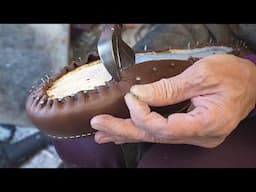 Sophisticated work! The process of making custom handmade hiking boots