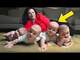 Mum Poses With Quadruplets, Then Photographer Zooms In & Gets The Shock Of His Life!