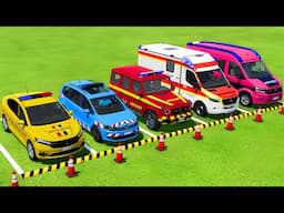 DACIA, VOLKSWAGEN POLICE CARS and MERCEDES AMBULANCE VEHICLES TRANSPORTING WITH MAN TRUCKS ! FS22