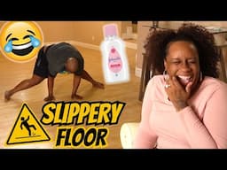 SLIPPERY FLOOR PRANK ON FIANCE ((EXTREMELY HILARIOUS))