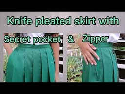 How To Sew A Knife Pleated Skirt + with Secret Pocket & Zipper